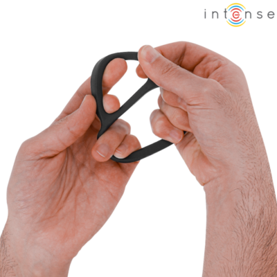 Intense - bobby duplo anel de silicone para pênis preto intense couples toys caliente. Pt