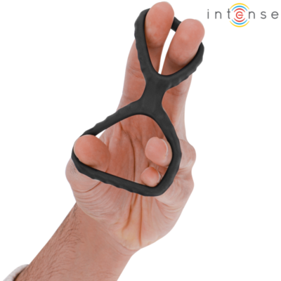 Intense - dewey anel de pênis duplo de silicone preto modelo 4 intense couples toys caliente. Pt