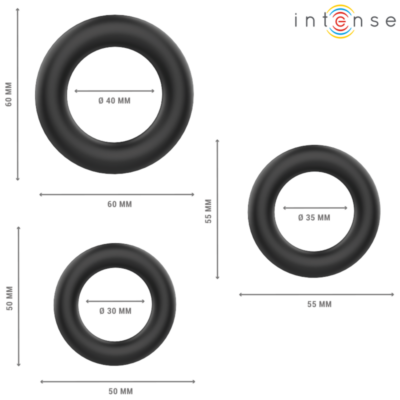 Intense - hugh 3 anéis de silicone básicos pretos intense couples toys caliente. Pt