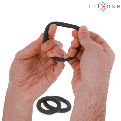 Intense - hugh 3 anéis de silicone básicos pretos intense couples toys caliente. Pt