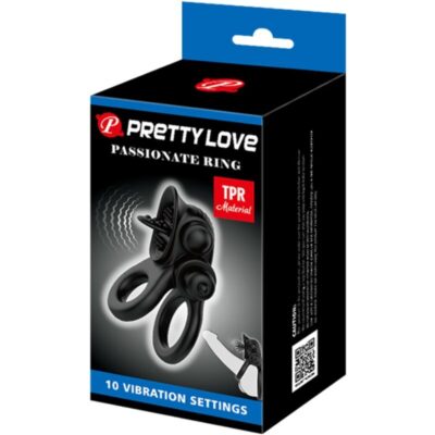 Pretty love - anel apaixonado anel vibratório duplo + estimulador de clitóris preto pretty love caliente. Pt