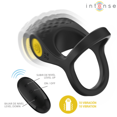 Intense - alex vibrador anel duplo penis 10 vibrações preto intense couples toys caliente. Pt