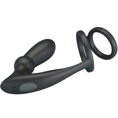 Pretty love - anel penis emoni + plug anal 12 vibrações preto pretty love caliente. Pt
