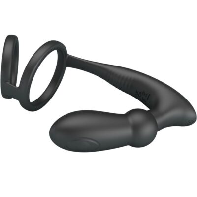 Pretty love - anel penis emoni + plug anal 12 vibrações preto pretty love caliente. Pt