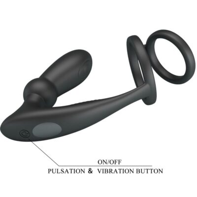 Pretty love - anel penis emoni + plug anal 12 vibrações preto pretty love caliente. Pt