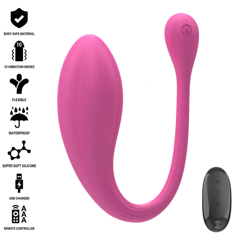 INTENSE - JANICE VIBRADOR U DUPLA ESTIMULAÇÃO 10 VIBRAÇÕES ROSA CONTROLE REMOTO
