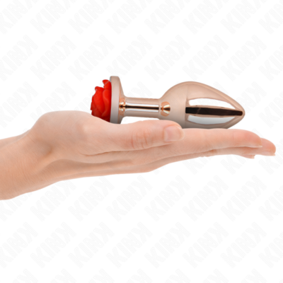 Kink - plug anal de ouro rosa com rosa vermelha l kink pleasure plugs caliente. Pt