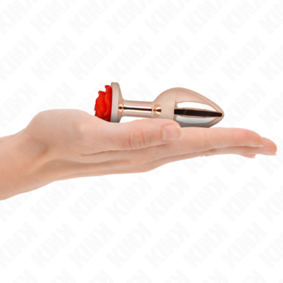 Kink - plug anal de ouro rosa com rosa vermelha m kink pleasure plugs caliente. Pt