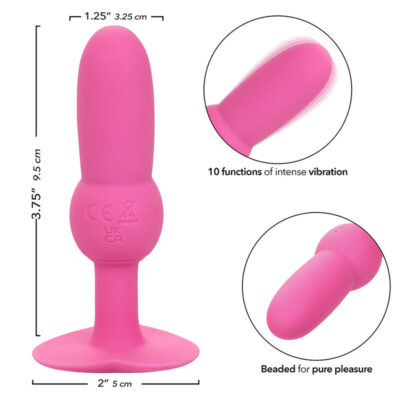 Calexotics - first time plug anal sonda de contas 10 vibrações rosa calexotics caliente. Pt