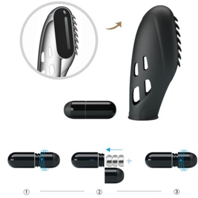 Pretty love - vibrador de dedo de silicone gilo preto pretty love caliente. Pt