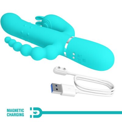 Pretty love - cammy 4 em 1 multifuncional tripple rabbit vibrador azul pretty love caliente. Pt