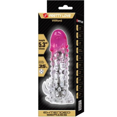 Pretty love - bainha de ampliação realista wilford com pênis em relevo rosa pretty love caliente. Pt