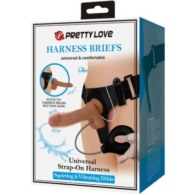 Pretty love - calcinha universal com dildo vibratório e squirting 15,5 cm mulato pretty love caliente. Pt