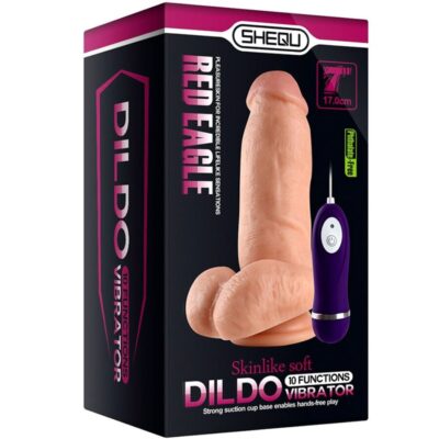 Shequ - red eagle vibrador dildo com controle remoto 17 cm shequ caliente. Pt