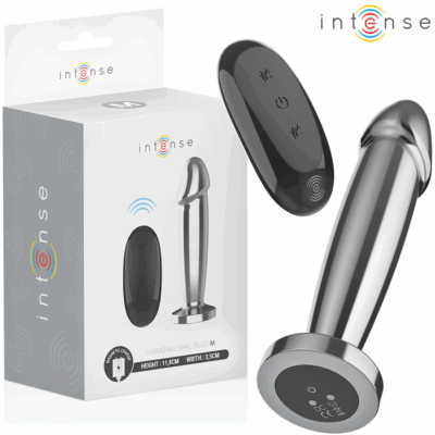 INTENSE - PLUG ANAL 10 VIBRAÇÕES DILDO DE METAL COM CONTROLE REMOTO M