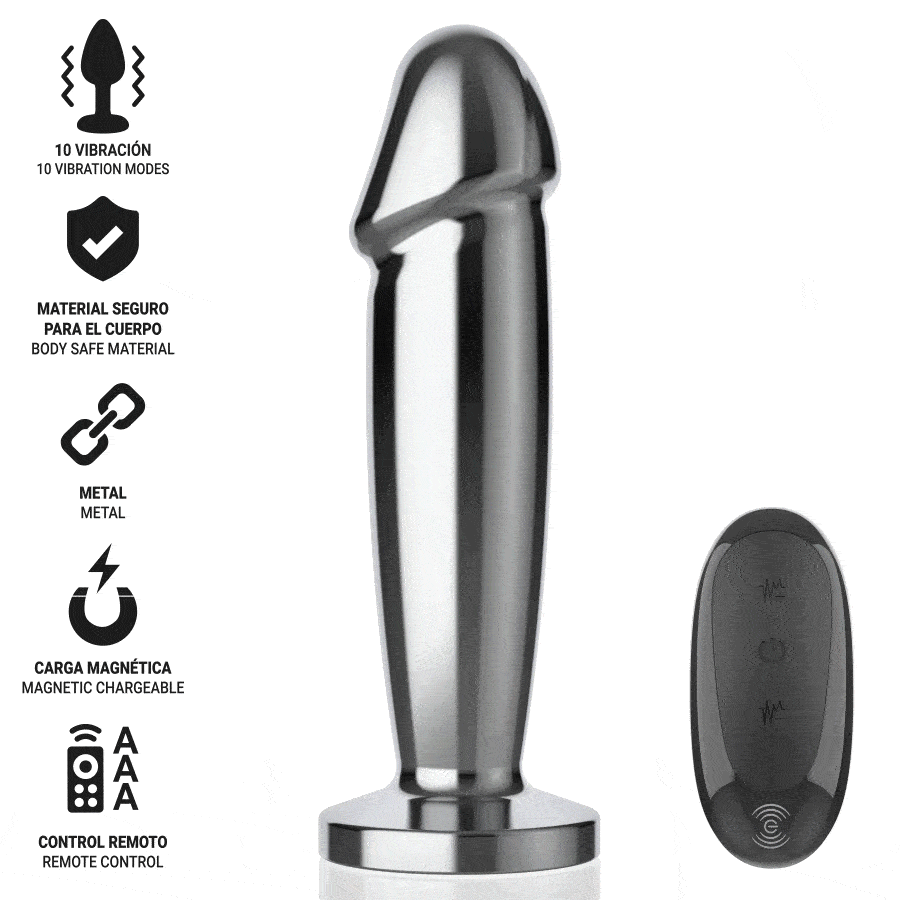 Alternative view of INTENSE - PLUG ANAL 10 VIBRAÇÕES DILDO DE METAL COM CONTROLE REMOTO S