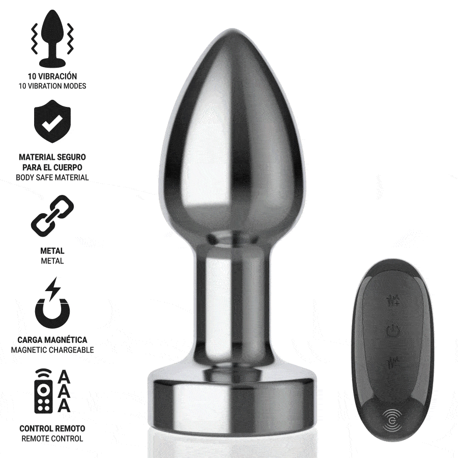 Alternative view of INTENSE - PLUG ANAL 10 VIBRAÇÕES METAL COM CONTROLE REMOTO S