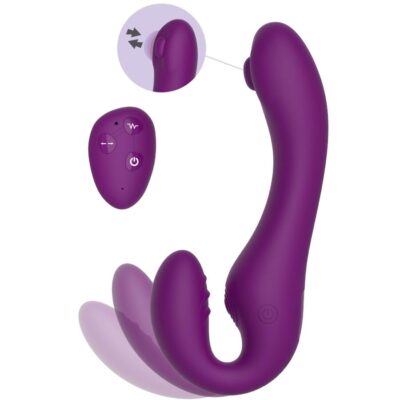 Xocoon - vibrador strap-on 2 em 1 sem alças com controle remoto roxo xocoon caliente. Pt