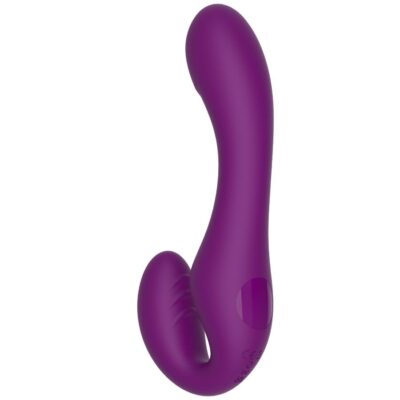 Xocoon - vibrador strap-on 2 em 1 sem alças com controle remoto roxo xocoon caliente. Pt