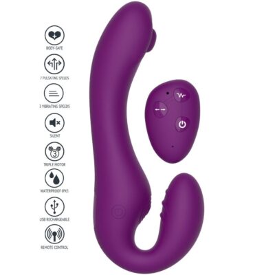 Alternative view of XOCOON - VIBRADOR STRAP-ON 2 EM 1 SEM ALÇAS COM CONTROLE REMOTO ROXO