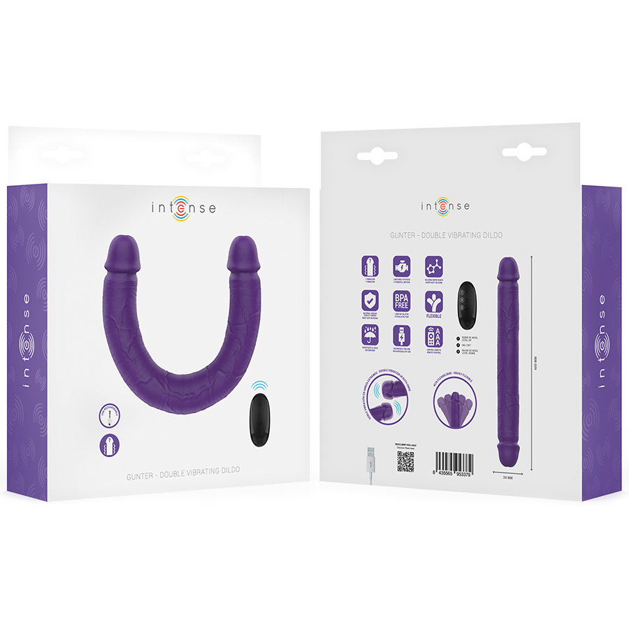INTENSE - GUNTER DILDO VIBRADOR DUPLO 40 CM ROXO CONTROLE REMOTO 7 Intense - gunter dildo vibrador duplo 40 cm roxo controle remoto - image 7