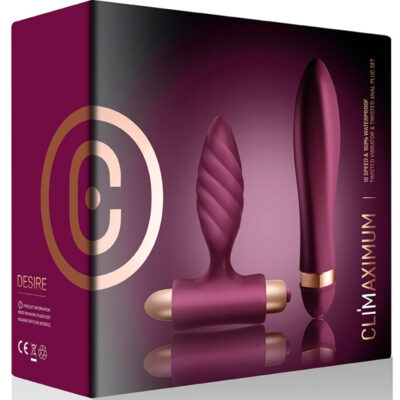 Climaximum - kit desire vibrador torcido + plug anal climaximum caliente. Pt