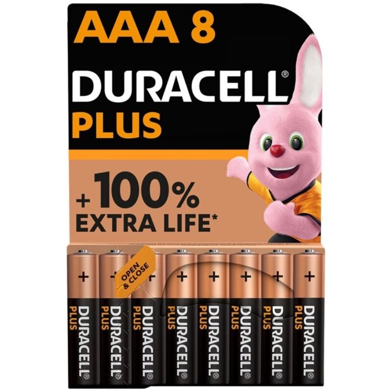 DURACELL - BATERIA ALCALINA PLUS POWER 100 AAA LR03 8 UNIDADE 1 Duracell - bateria alcalina plus power 100 aaa lr03 8 unidade