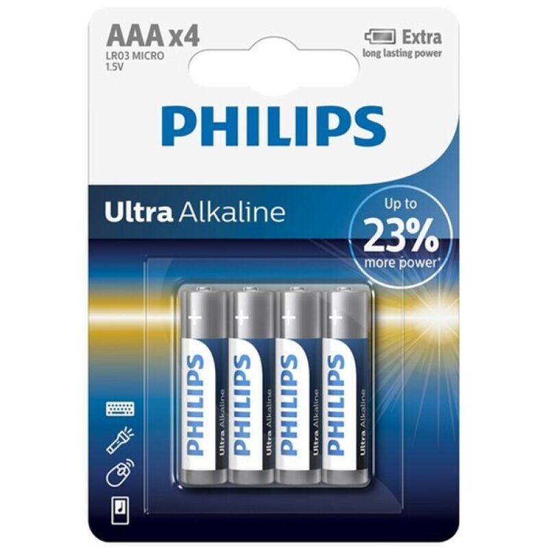 PHILIPS - BATERIA ULTRA ALCALINA AAA LR03 4 UNIDADE 1 Philips - bateria ultra alcalina aaa lr03 4 unidade