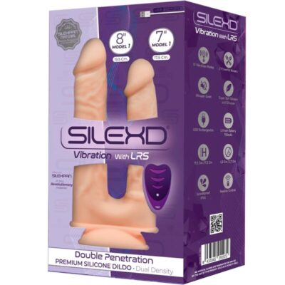 Silexd - modelo 1 vibrador de dupla penetração de pênis realista premium silexpan controle remoto de silicone 17. 5 / 19. 5 cm silexd caliente. Pt