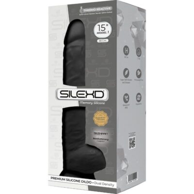 Silexd - modelo 1 pênis realístico premium silexpan silicone preto 38 cm silexd caliente. Pt