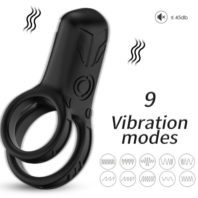 ARMONY - VIBRADOR DE ANEL DUPLO PRETO 1 Armony - vibrador de anel duplo preto