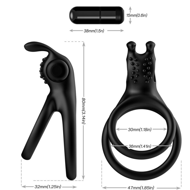 ARMONY - ANEL VIBRADOR DUPLO VIAJANTE PARA CASAIS COELHO PRETO 3 Armony - anel vibrador duplo viajante para casais coelho preto - image 3