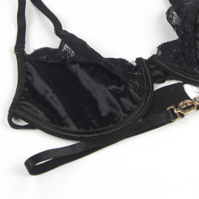 Subblime - conjunto de 3 peas suti + tanga + liga de renda preto l/xl subblime sets caliente. Pt