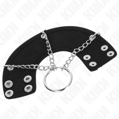Kink - anel para pênis 4 cm corrente 7 cm metal com cinto de couro kink ring power caliente. Pt