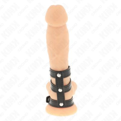 Alternative view of KINK - ANEL DE COURO TRIPLO PARA PÊNIS COM FECHO DE PRESSÃO
