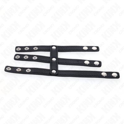 Kink - anel de pênis triplo de couro com fecho de pressão kink ring power caliente. Pt