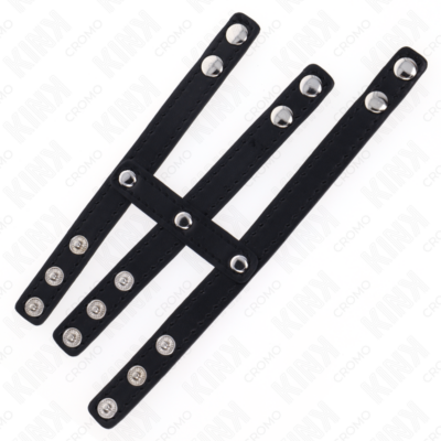 Kink - anel de pênis triplo de couro com fecho de pressão kink ring power caliente. Pt