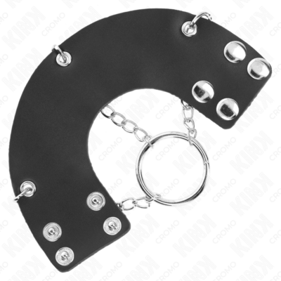 Kink - anel para pênis 4 cm corrente 7 cm metal com cinto de couro kink ring power caliente. Pt