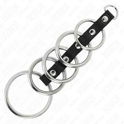 Kink - 5 anéis de metal de 3,2 cm a 5 cm conectados por couro kink ring power caliente. Pt
