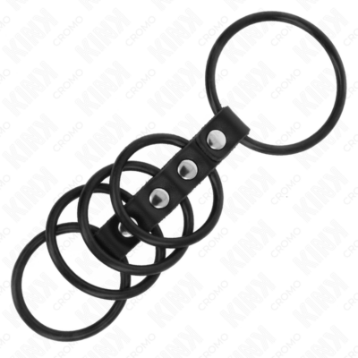 Kink - 5 anéis de silicone 3,8 cm a 4,8 cm conectados por couro kink ring power caliente. Pt