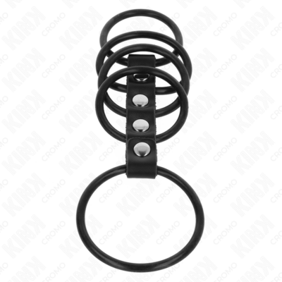 Kink - 5 anéis de silicone 3,8 cm a 4,8 cm conectados por couro kink ring power caliente. Pt