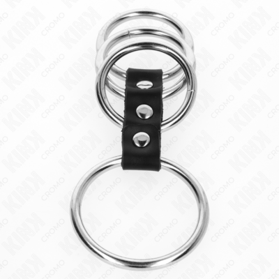 Kink - 4 anéis de metal de 3,7 cm a 5 cm conectados por couro kink ring power caliente. Pt