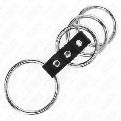 Kink - 4 anéis de metal de 3,7 cm a 5 cm conectados por couro kink ring power caliente. Pt