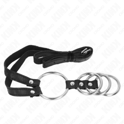 Kink - 4 anéis de metal conectados de 3,8 cm a 5 cm com cinto de couro 112 cm kink ring power caliente. Pt