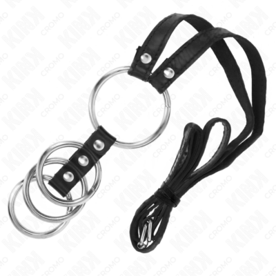 Kink - 4 anéis de metal conectados de 3,8 cm a 5 cm com cinto de couro 112 cm kink ring power caliente. Pt