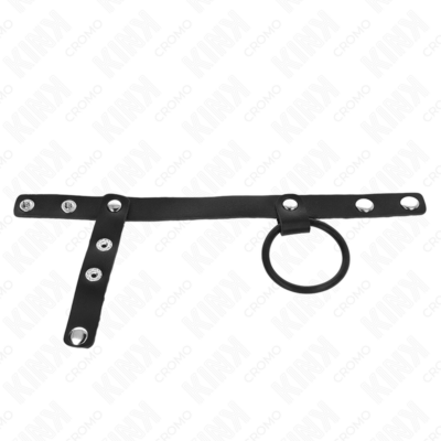 Kink - anel de silicone para pênis 3,8 cm com divisor de bolas e tira de couro 22 x 1,5 cm kink ring power caliente. Pt