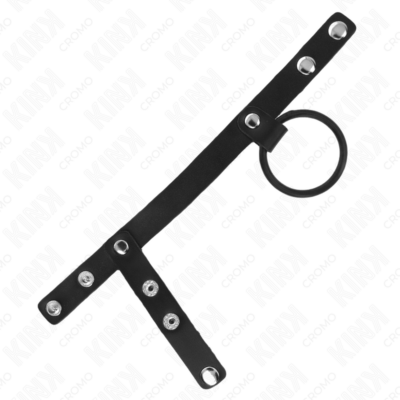 Kink - anel de silicone para pênis 3,8 cm com divisor de bolas e tira de couro 22 x 1,5 cm kink ring power caliente. Pt