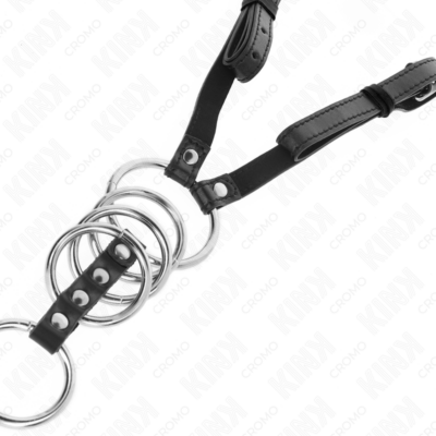 Kink - 5 anéis de pênis 3,8 cm a 5 cm metal com cinto de couro 112 cm kink ring power caliente. Pt