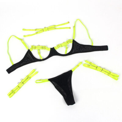 Subblime - 955281 conjunto de sutiã com colar e detalhes nas pernas verde fluorescente l/xl subblime sets caliente. Pt
