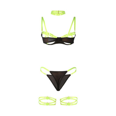 Subblime - 955281 conjunto de sutiã com colar e detalhes nas pernas verde fluorescente l/xl subblime sets caliente. Pt